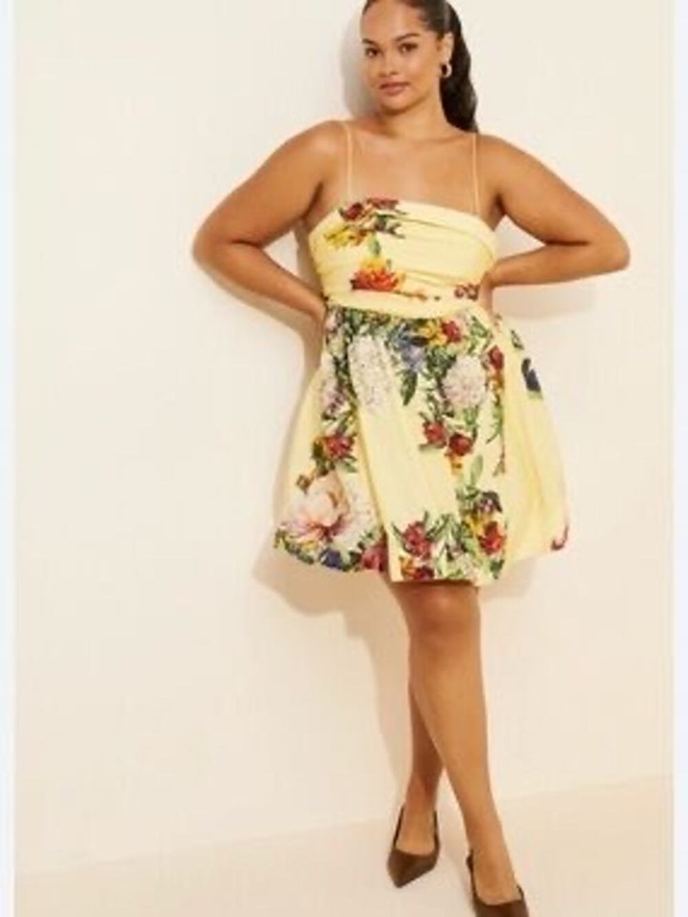 Anthropologie Maeve Sleeveless Fit & Flare Mini Dress yellow plus size 1X summer